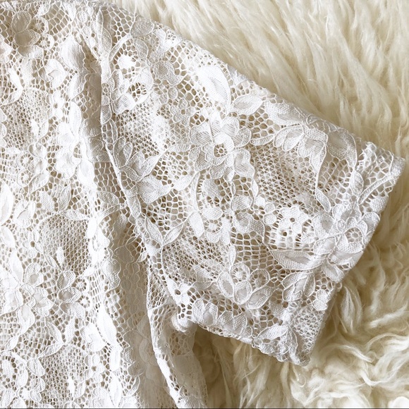 Forever 21 Short Sleeve All Lace Off White Top M - Picture 4 of 6